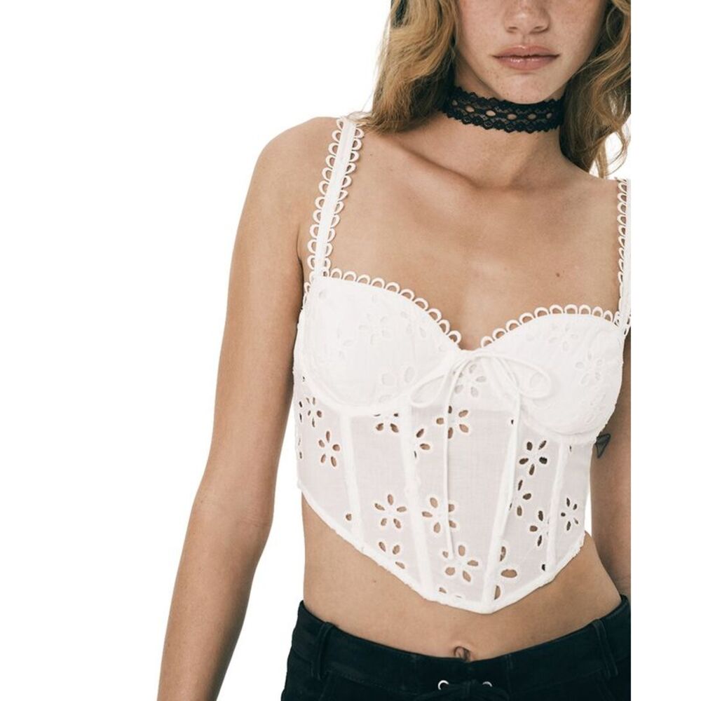 For Love & Lemons Womens  Sammie Corset Top, White